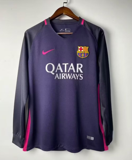 2016/2017 Retro Long Sleeve Barcelona Away Football Shirt
