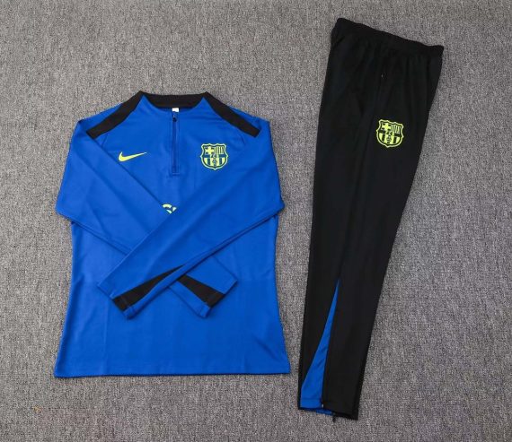 24/25 Barcelona Half-Pull Training Suit Colorful Blue Jersey Set