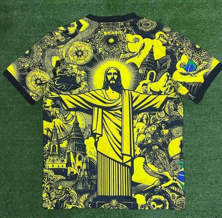 2024 Brazil Special Edition Jesus Yellow Gray Soccer Jersey