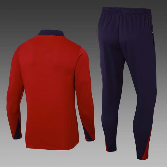 2024 England Half-Pull Training Suit Date red Soccer Jersey Set