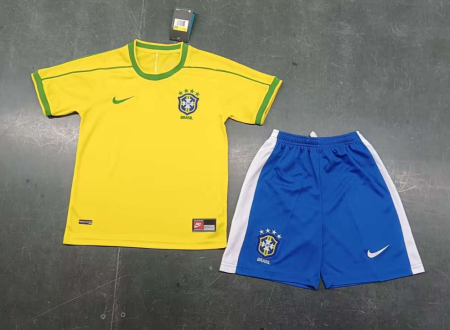 1998 Retro Brazil Home Football Shirt Kids Size Suit