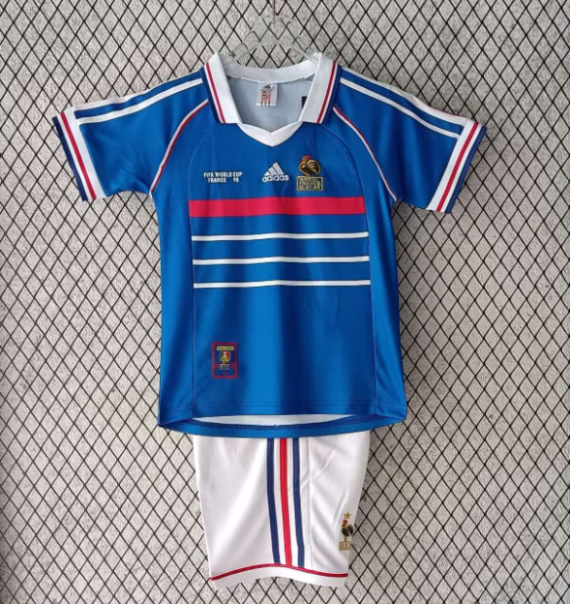1998 Retro France Home Football Shirt Kids Size Suit