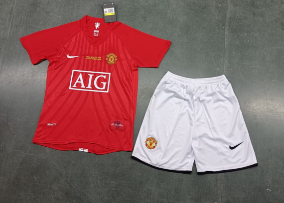 07/08 Retro Manchester United Home Champions Final Jersey Kids Size Suit