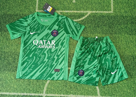24/25 Paris Saint-Germain Green Goalkeeper Football Shirt Kids Size Suit