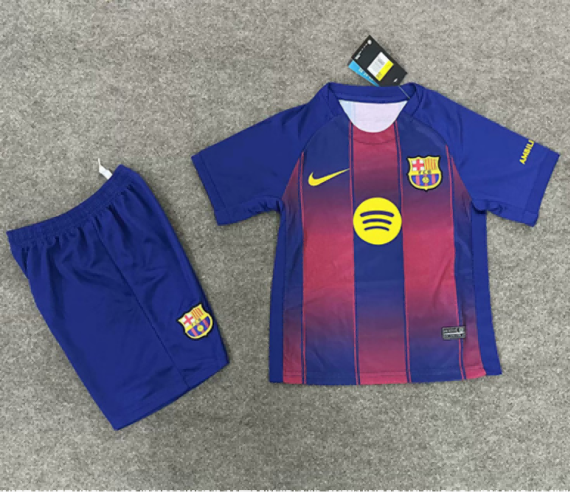 25/26 Barcelona Home Football Shirt Kids Size Suit