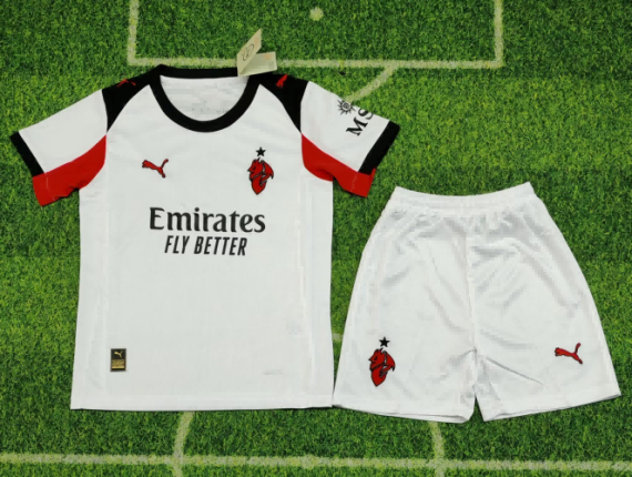 25/26 AC Milan Away Football Shirt Kids Size Suit