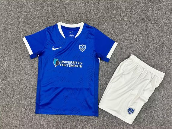 25/26 Portsmouth Home Football Shirt Kids Size Suit